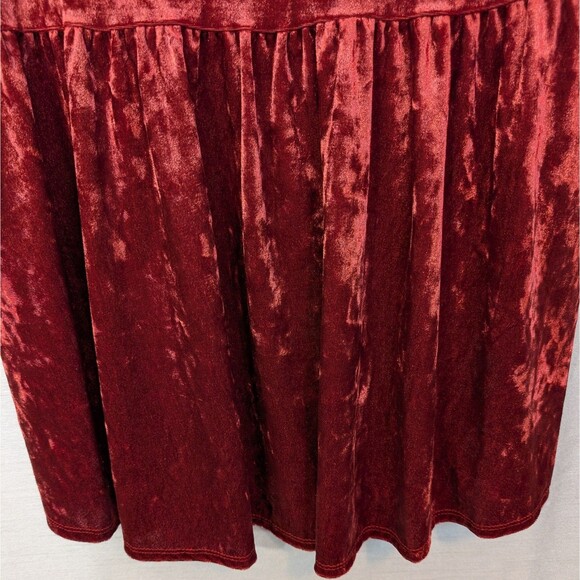 Honeyme Women's SM Velvet Velour Peplum Tunic Rusty Red Whimsygoth Bohemian Boho - Picture 12 of 16